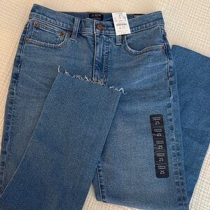 J. Crew Women's Light Blue Ankle Jeans With Raw Hem and Light Distressing